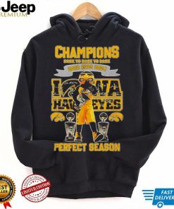 Iowa Hawkeyes Perfect Season mascot Champions Back to back to back 2022 2023 2024 signature shirt