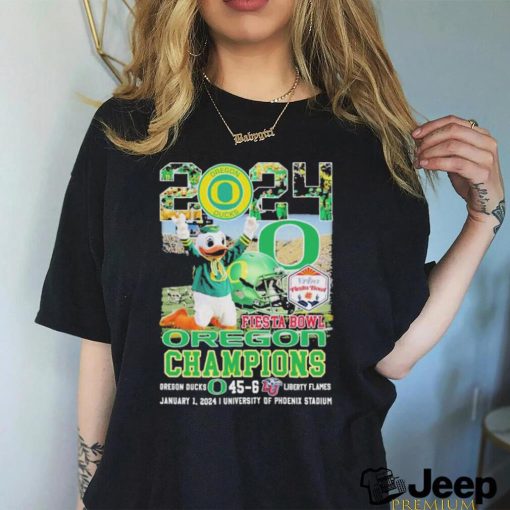 Official 2024 Fiesta Bowl Champions Oregon Ducks Mascot Shirt