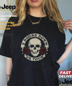 Official 3 Doors Down Merch Skull And Roses Popover Shirt