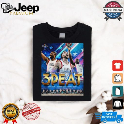 Official 3 Peat Men’s Wheelchair Basketball Gold Medalists Paralympic Games Paris 2024 Poster t shirt