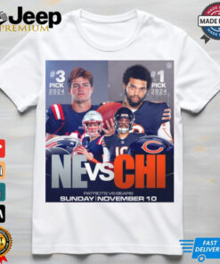 Official 3 Pick 2024 New England Patriots vs. 1 Pick 2024 Chicago Bears Sunday November 10 Poster t shirt