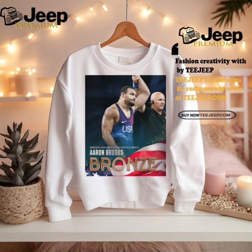 Official Aaron Brooks Team USA Bronze Medal Wrestling Men’s Freestyle 86Kg Paris Olympic 2024 Poster t shirt