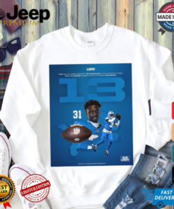 Official Aaron Rodger Detroit Lions The NFL’s First Safety To Product 13 Interceptions In A Player’s First Three Career Season Signature Poster t shirt