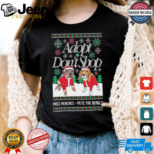 Official Adopt Don’t Shop Miss Peaches X Pete The Beagle Ugly Christmas 2024 Shirt