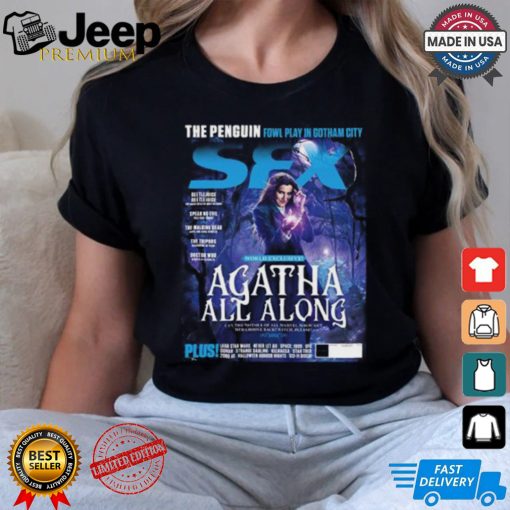 Official Agatha All Along SFX The Penguin Fowl Play In Gotham City Magazine Cover Unisex T Shirt