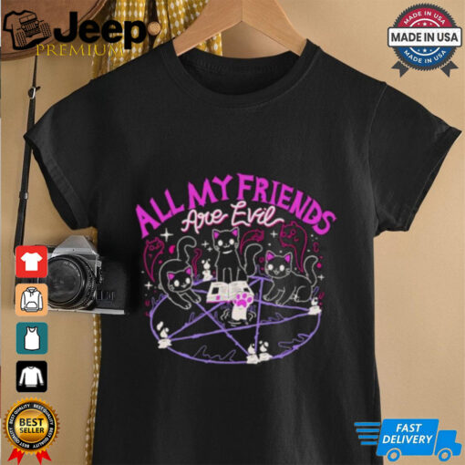 Official All My Friends Are Evil Cute Black Cat Sacrificial Ritual T shirt