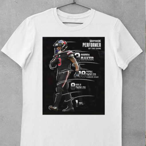 Official Arizona Cardinals 3 Budda Baker SeatGeek Performer Of The Game 18 Total Tackles Career High Poster t shirt