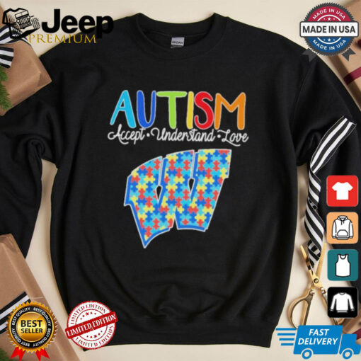 Official Autism Accept Understand Love Wisconsin Badgers Shirt