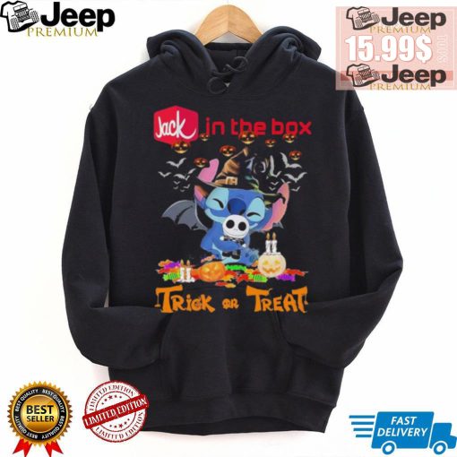 Official Baby Stitch Hug Baby Jack Skellington Jack in the Box Trick Or Treat Halloween 2024 shirt