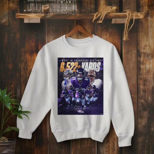 Official Baltimore Ravens NFL Jackson Andrews Flowers Agholor Likely Henry Most In Franchise History 6,522 Yards Poster t shirt