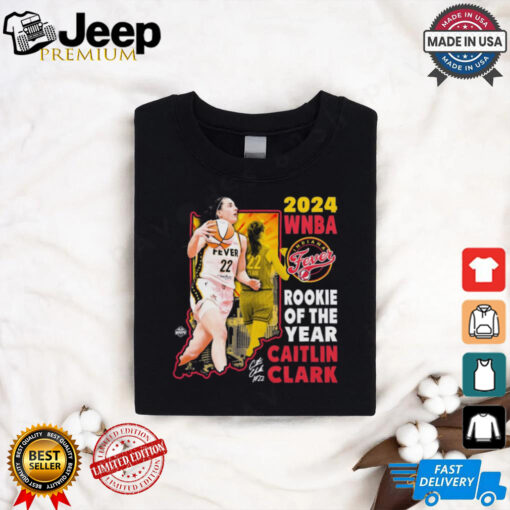 Official Caitlin Clark 22 Indiana Fever WNBA 2024 Rookie of the Year Signature t shirt