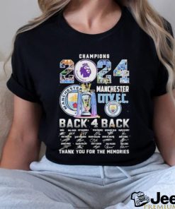 Official Champions 2024 Manchester City F.C. Back 4 Back Thank You For The Memories T Shirt