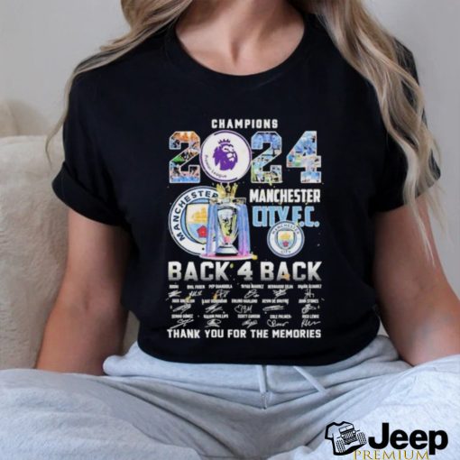 Official Champions 2024 Manchester City F.C. Back 4 Back Thank You For The Memories T Shirt