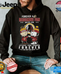 Official Charlie Brown And Snoopy Washington Commanders Forever A Redskins Fan Win Or Lose Yesterday Today Tomorrow Forever No Matter What 2024 Shirt