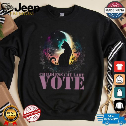 Official Childless cat lady vote vote like a childless cat lady halloween T shirt