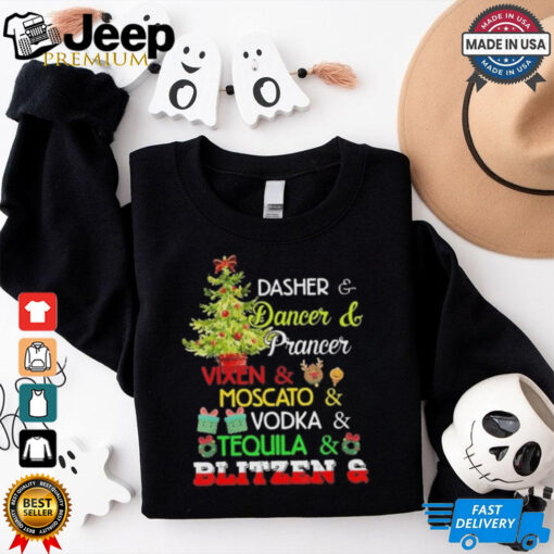 Official Christmas Dasher Dancer Prancer Vixen Moscato Vodka Tequila Blitzen 2024 Shirt