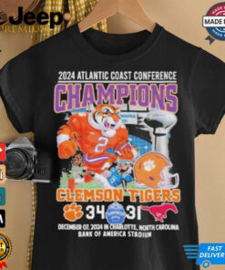 Official Clemson Tigers 2024 Atlantic Coast Conference Champions 34 21 SMU Shirt