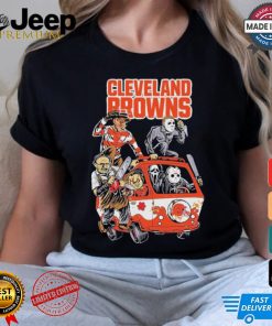 Official Cleveland Browns NFL Horror Characters Movie Hippie Halloween Shirt