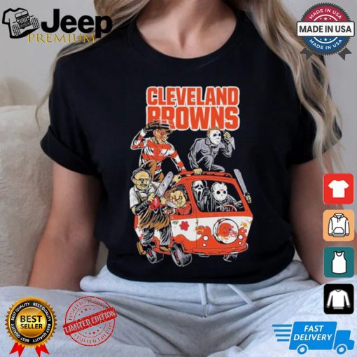 Official Cleveland Browns NFL Horror Characters Movie Hippie Halloween Shirt