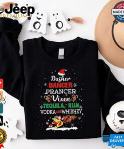 Official Dasher Dancer Prancer Vixen Tequila Rum Vodka Whiskey Wine Christmas Shirt