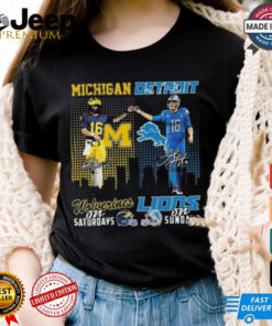 Official Davis Warren Michigan Wolverines On Saturdays x Jared Goff’s Detroit Lions On Sundays Signatures 2024 Shirt