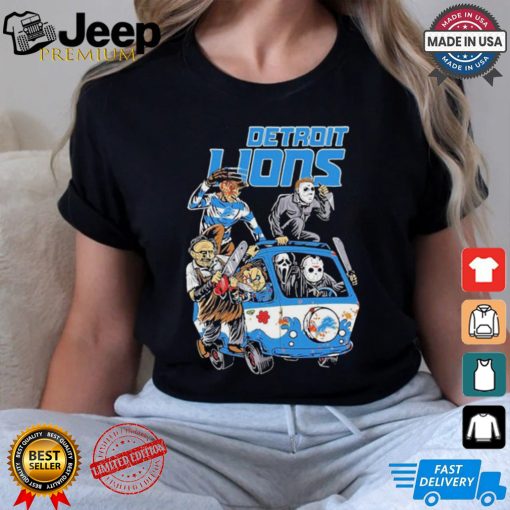 Official Detroit Lions NFL Horror Characters Movie Hippie Halloween Shirt