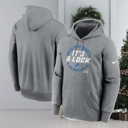 Official Detroit Lions Nike Heather Gray 2023 Nfc North Division Champions Locker Room Trophy Collection Pullover Hoodie