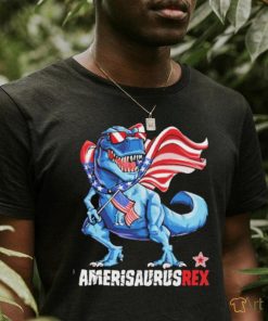 Official Dinosaur 4th of July Kids Boys Men Amerisaurus T Rex Round Shirt