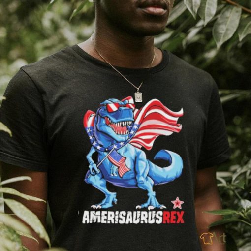 Official Dinosaur 4th of July Kids Boys Men Amerisaurus T Rex Round Shirt