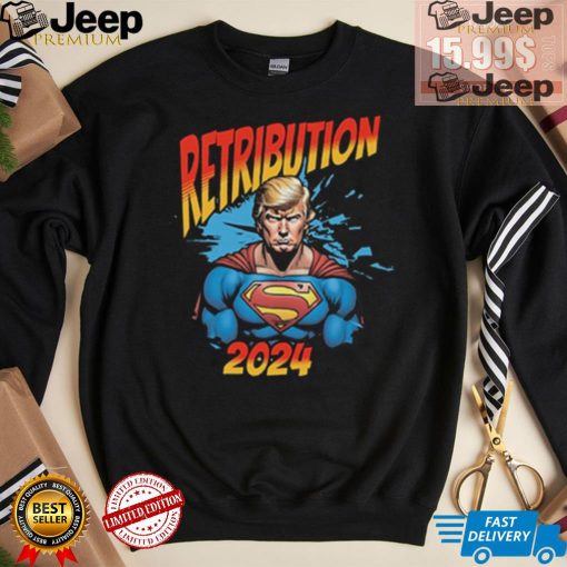 Official Donald Trump Retribution 2024 – Superhero T Shirt Trump Rally Shot T Shirt