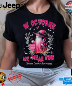 Official EPL Arsenal In October We Wear Pink Ghost Witch Breast Cancer Awareness T Shirt