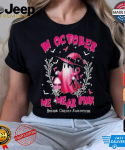 Official EPL Nottingham Forest In October We Wear Pink Ghost Witch Breast Cancer Awareness T Shirt