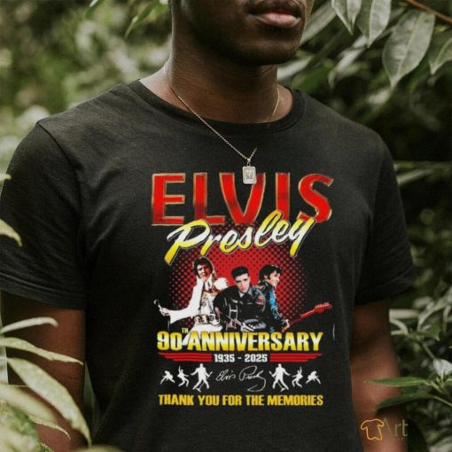 Official Elvis Presley 90th Anniversary 1935 2025 Thank You For The Memories Signatures Hrt shirt