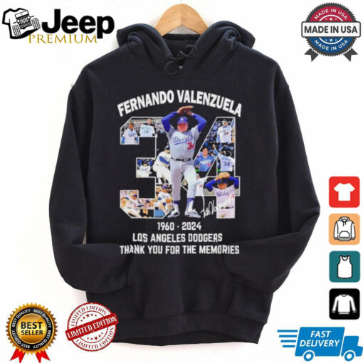 Official Fernando Valenzuela 34 1960 2024 Los Angeles Dodgers Thank You For the Memories Shirt