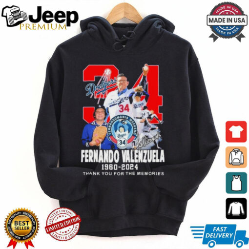 Official Fernando Valenzuela 34 1960 2024 Thank You For The Memories T Shirt