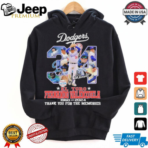 Official Fernando Valenzuela Los Angeles Dodgers 1960 2024 Thank You T Shirt