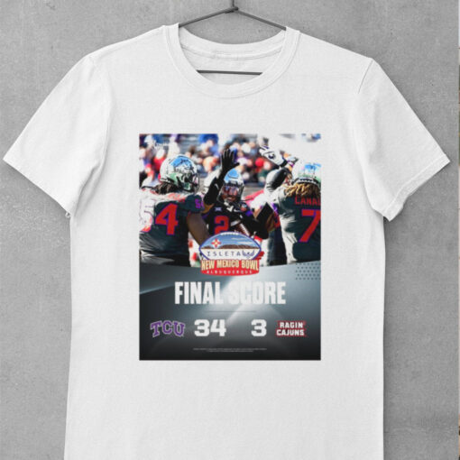 Official Final Score TCU Horned Frogs Vs Louisiana Ragin’ Cajuns 34 – 3 Score New Mexico Bowl Riff Ram Bah Zoo Poster t shirt