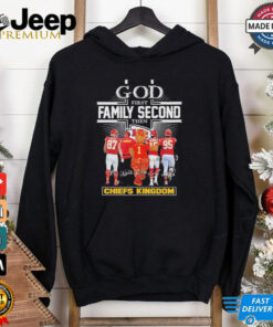 Official God First Family Second Then Chiefs Kingdom Kelce Mahomes Kc Wolf Jones Shirt