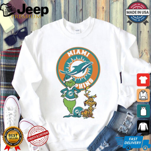 Official Grinch And Max Miami Dolphins Merry Christmas 2024 Shirt