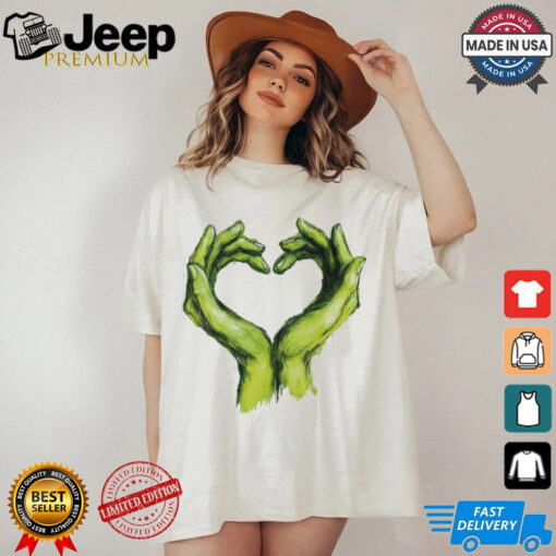 Official Grinch Green Hands Heart Art T Shirt