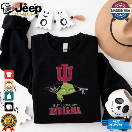 Official Grinch Zipper I Hate People But I Love My Indiana Hoosiers Official Shirt