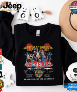 Official Guns N’ Roses 40 Years 1985 2025 Signatures Thank You For The Memories Lightning Shirt