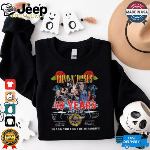 Official Guns N’ Roses 40 Years 1985 2025 Signatures Thank You For The Memories Lightning Shirt
