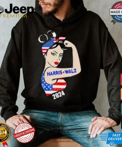 Official Harris Waltz 2024 Kamala Harris Tim Waltz Elections Are Knocking On The Door American Women Strong Arm T shirt