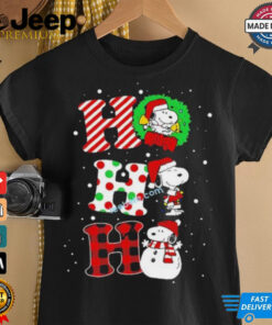 Official Ho Ho Ho Peanuts Snoopy Snowman Merry Christmas Shirt