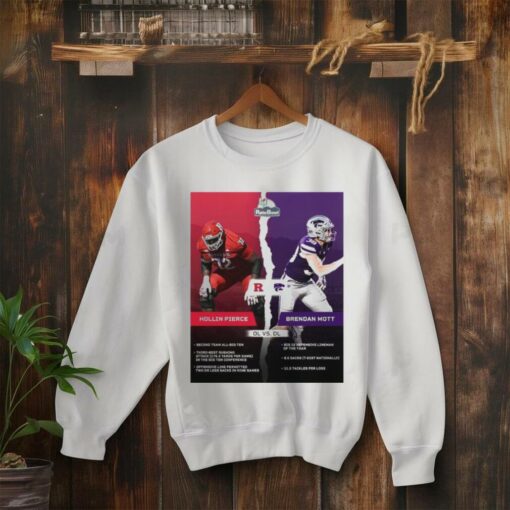 Official Hollin Pierce Rutgers Scarlet Knights Vs Brendan Mott Kansas State Wildcats Rate Bowl Numbers Game Poster t shirt