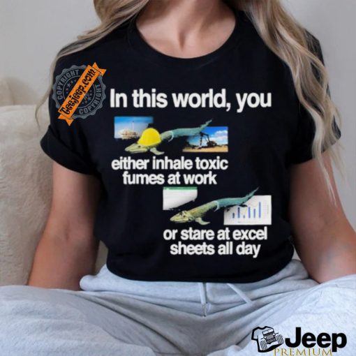 Official In This World You Either Inhale Toxic Fumes At Work Or Stare At Excel Sheets All Day T Shirt