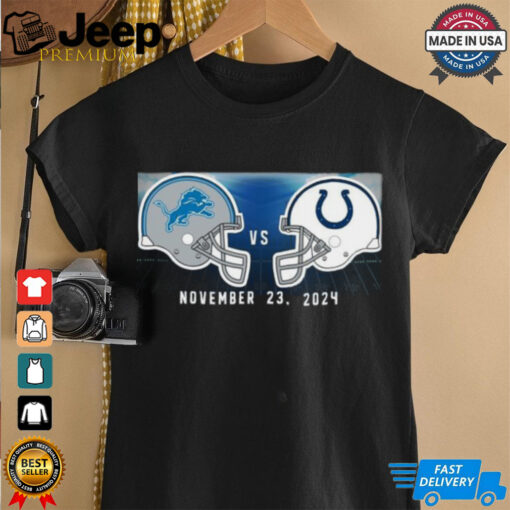 Official Indianapolis Colts vs. Detroit Lions November 23, 2024 Kickoff Game Helmet Shirt