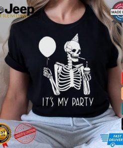 Official Its My Party Lazy Halloween Costume Skeleton Skull Birthday Shirt