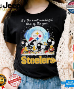 Official It’s The Most Wonderful Time Of The Years Peanuts Characters X Pittsburgh Steelers Merry Christmas Shirt